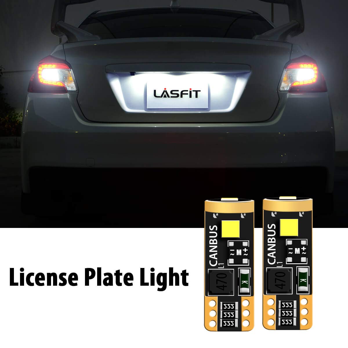 LASFIT 194 168 LED Bulb License Plate Light and Side Marker Light Bulbs White and Amber Combo,T10 W5W 6000k 400LM Extremely Bright, Canbus Free, 4 PCS - Image 6