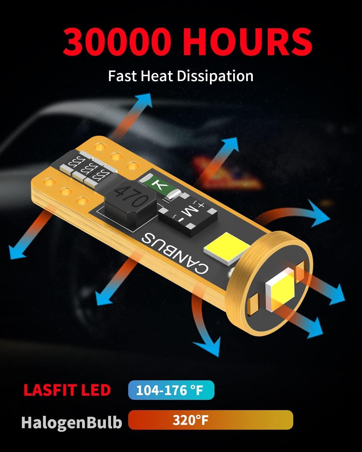 LASFIT 194 LED Bulb 6000K White, T10 168 2825 W5W LED Replacement Light Bulbs, For Dome Map Light, Door Light, Courtesy Light, License Plate Light, Trunk Light, Super Bright (Pack of 10) - Image 4