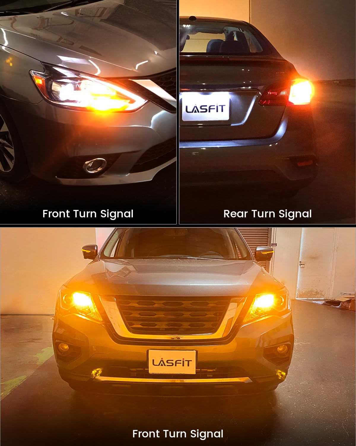 LASFIT 3157 Switchback LED Bulb, T3 3057 4157 Front Turn Signal Bulb, 3457 Built-in Resistor Anti Hyper Flash, Super Bright Amber for Turn Signal Blinker,White for DRL, Only for Standard Socket, 2Pcs - Image 6