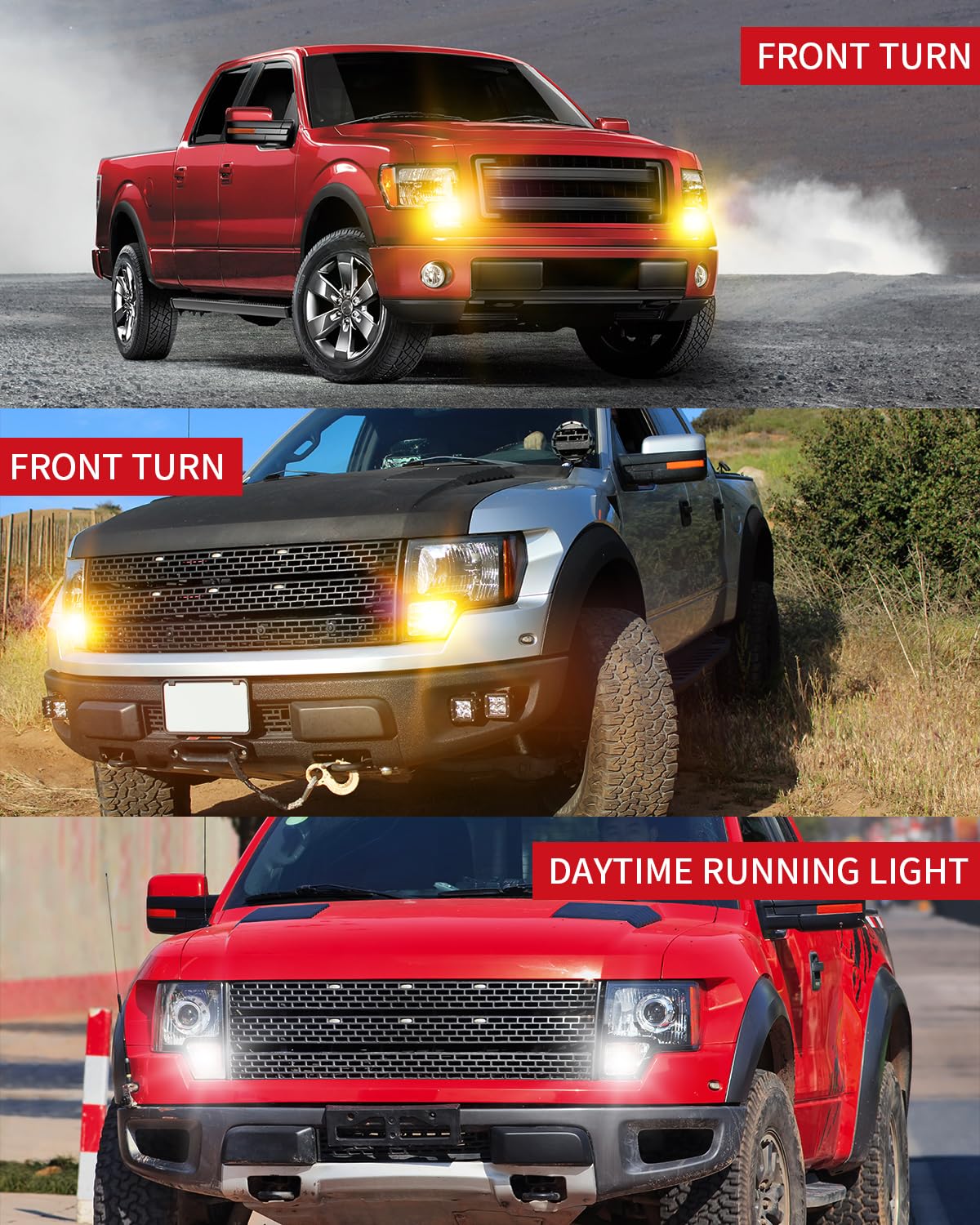 LASFIT 3157 Switchback LED Bulb, T3 3057 4157 Front Turn Signal Bulb, 3457 Built-in Resistor Anti Hyper Flash, Super Bright Amber for Turn Signal Blinker,White for DRL, Only for Standard Socket, 2Pcs - Image 7