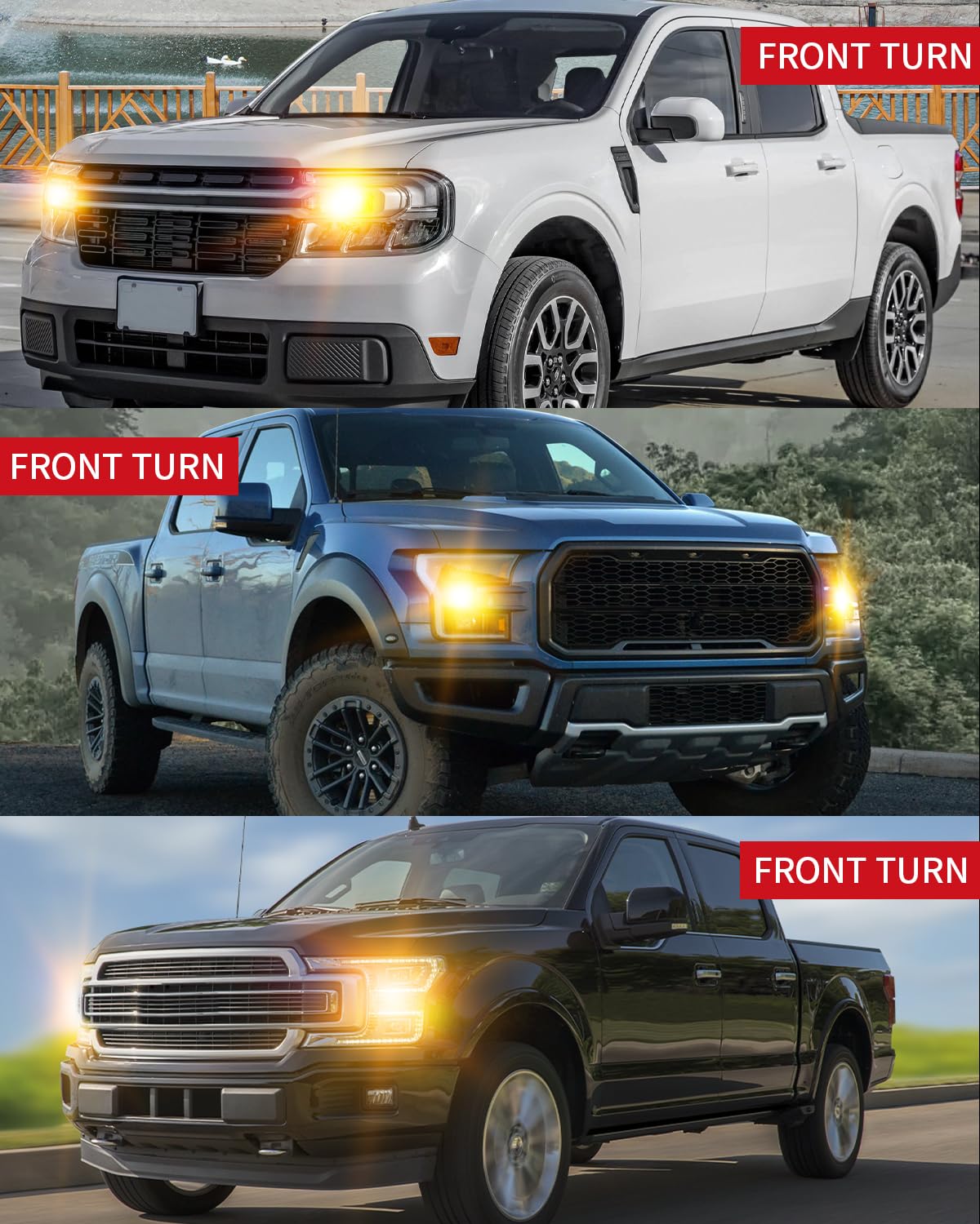 LASFIT 4257 4257NA LED Bulb Built In Resistor Front Turn Signal Light for Ford Maverick Accessories XL XLT Lariat Ford F-150 F-250/F-350/F-450 Super Duty CANBUS Error Free Amber Parking Light(2pcs) - Image 6