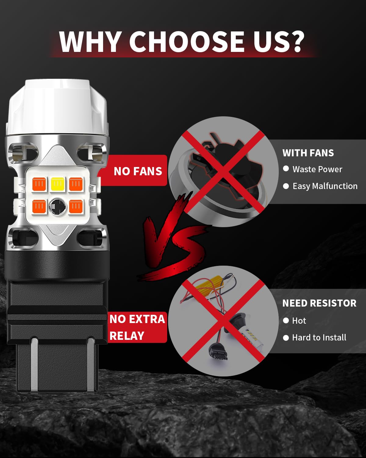 LASFIT 4257 4257NA LED Bulb Switchback Built In Resistor Front Turn Signal Light for Ford Maverick Accessories XL XLT Ford F-250/F-350/F-450 Super Duty CANBUS White Amber Parking Light (2pcs) - Image 7