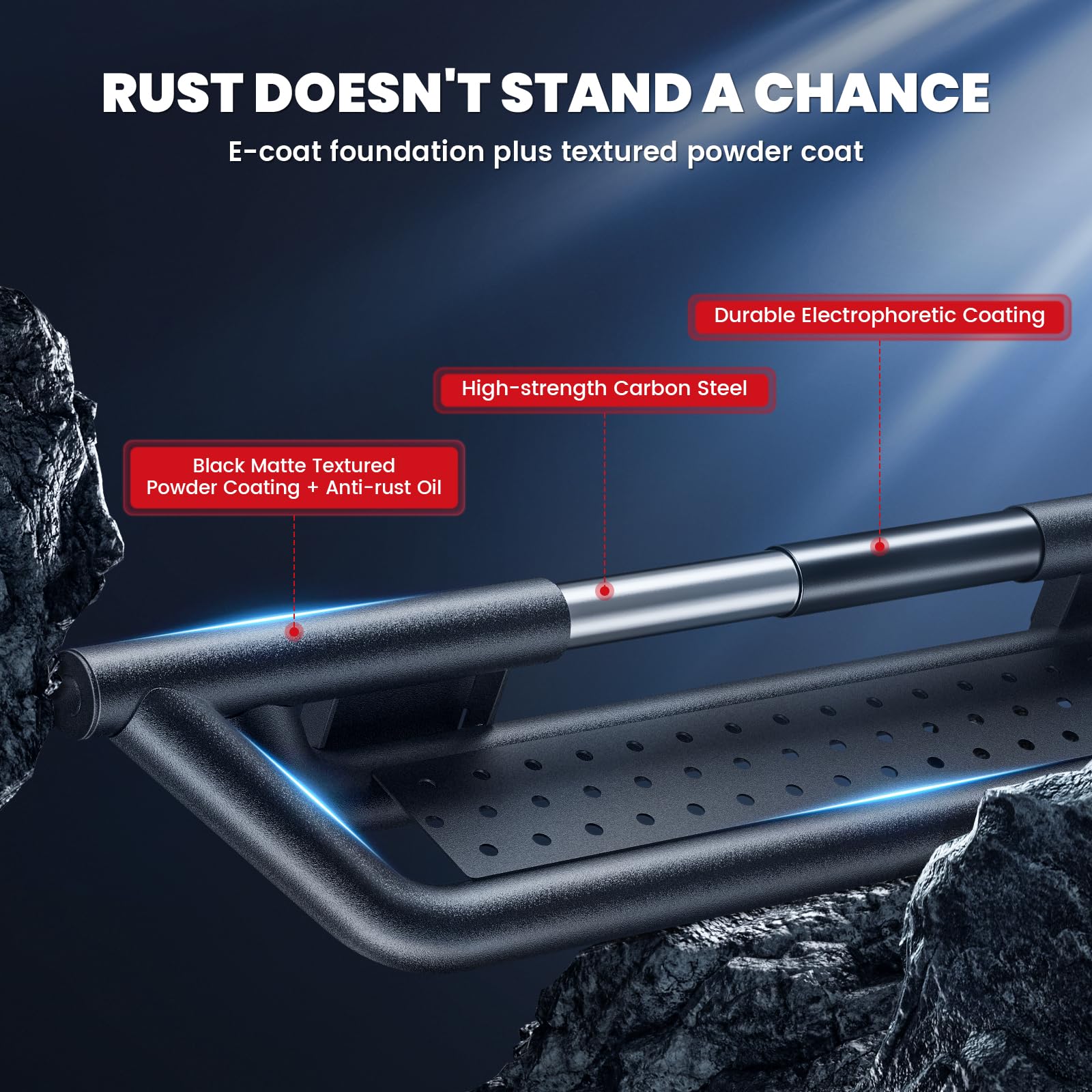 LASFIT 6 Inch Side Steps Running Boards Fit for Toyota Tacoma Double Cab 2024 2025 2026, 3D-Scanned OEM Fit, Bolt-on Two-Level Design, 600+ Lbs Heavy-Duty Strength, Side Step Rail Nerf Bars - Image 6