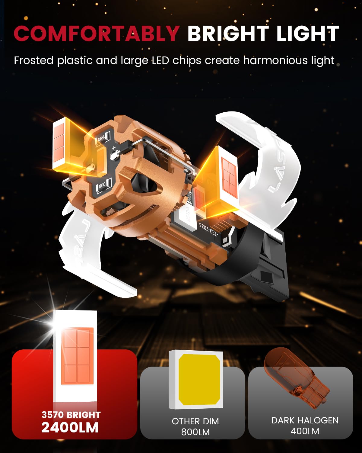 LASFIT 7440 7441 LED Bulbs Red Brake Tail Lights Rear Turn Signal Stop Lightswith Built-in Resistor Anti Hyper Flash Error Free for 2023-2026 Chevrolet Colorado Z71/ZR2/LT, Pack of 2 - Image 4