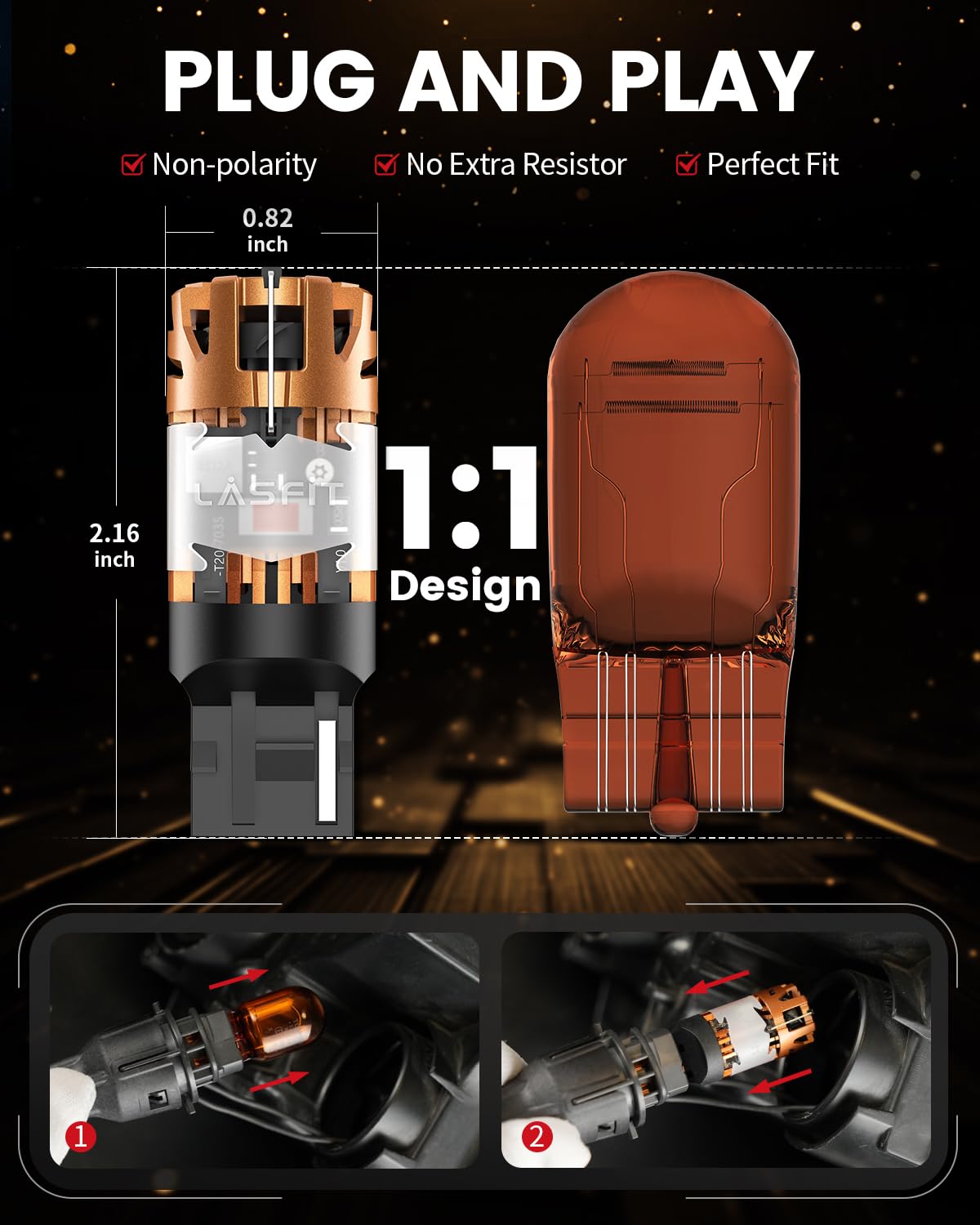 LASFIT 7440 7441 LED Bulbs Red Brake Tail Lights Rear Turn Signal Stop Lightswith Built-in Resistor Anti Hyper Flash Error Free for 2023-2026 Chevrolet Colorado Z71/ZR2/LT, Pack of 2 - Image 7