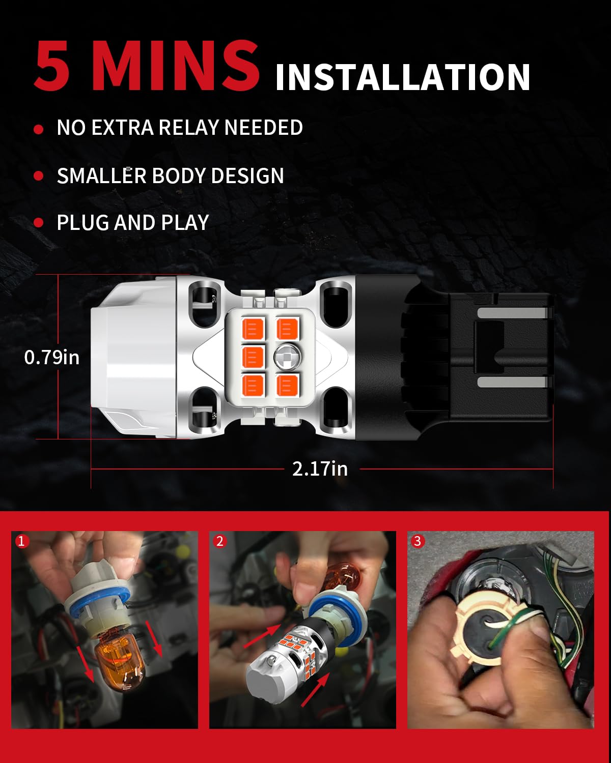 LASFIT 7443CK LED Bulb 7443NA 7444NA with CK Socket CANBUS Anti Hyper Flash LED Turn Signal Light Bulb, Plug & Play, Amber Only(Pack of 2) - Image 8