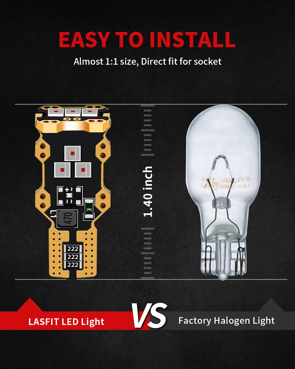 LASFIT 921 LED Bulb Third Brake Center High Mount Stop Light, 912 T15 Red Canbus Error Free 906 904 W16W LED Bulb 3rd Brake Lights For Cars Truck Three Times Brightness, Pack of 2 - Image 6