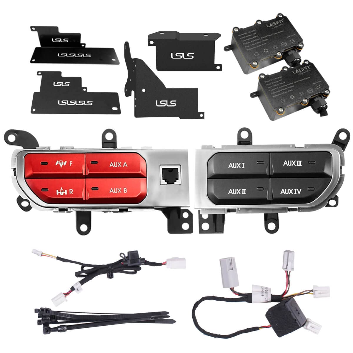 LASFIT Auxiliary Bank Kit, Front & Rear Locker OEM Style Plug&Play Dash Switch Panel for Wrangler JL 2018-2023 & Gladiator JT 2019-2023, Black+Red - Image 8