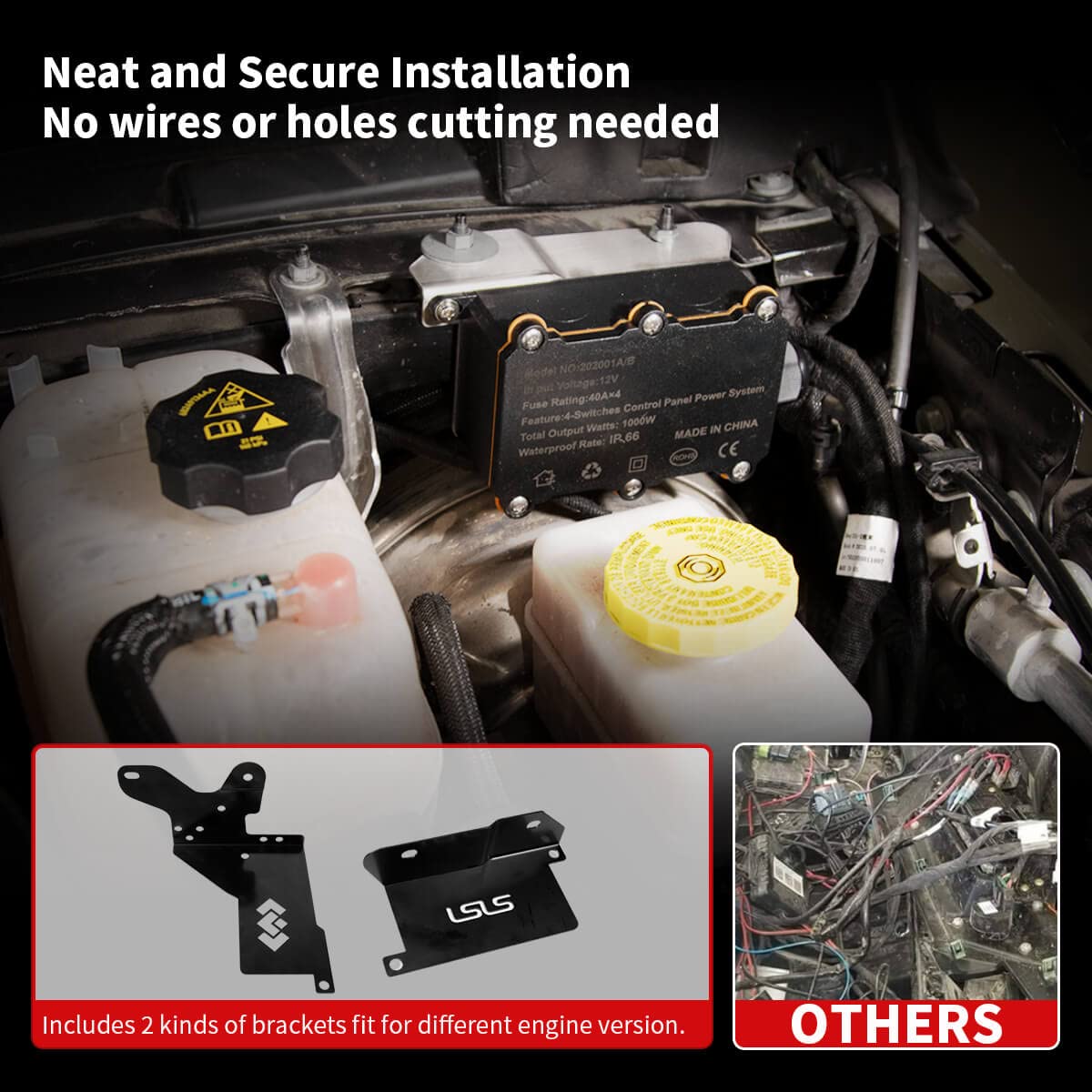 LASFIT Auxiliary Switch Bank Kit, OEM Style Plug&Play Aux Switch Panel Dash 4 Buttons 4x30A for Wrangler JL 2018-2025 & Gladiator JT 2019-2025, Black - Image 6