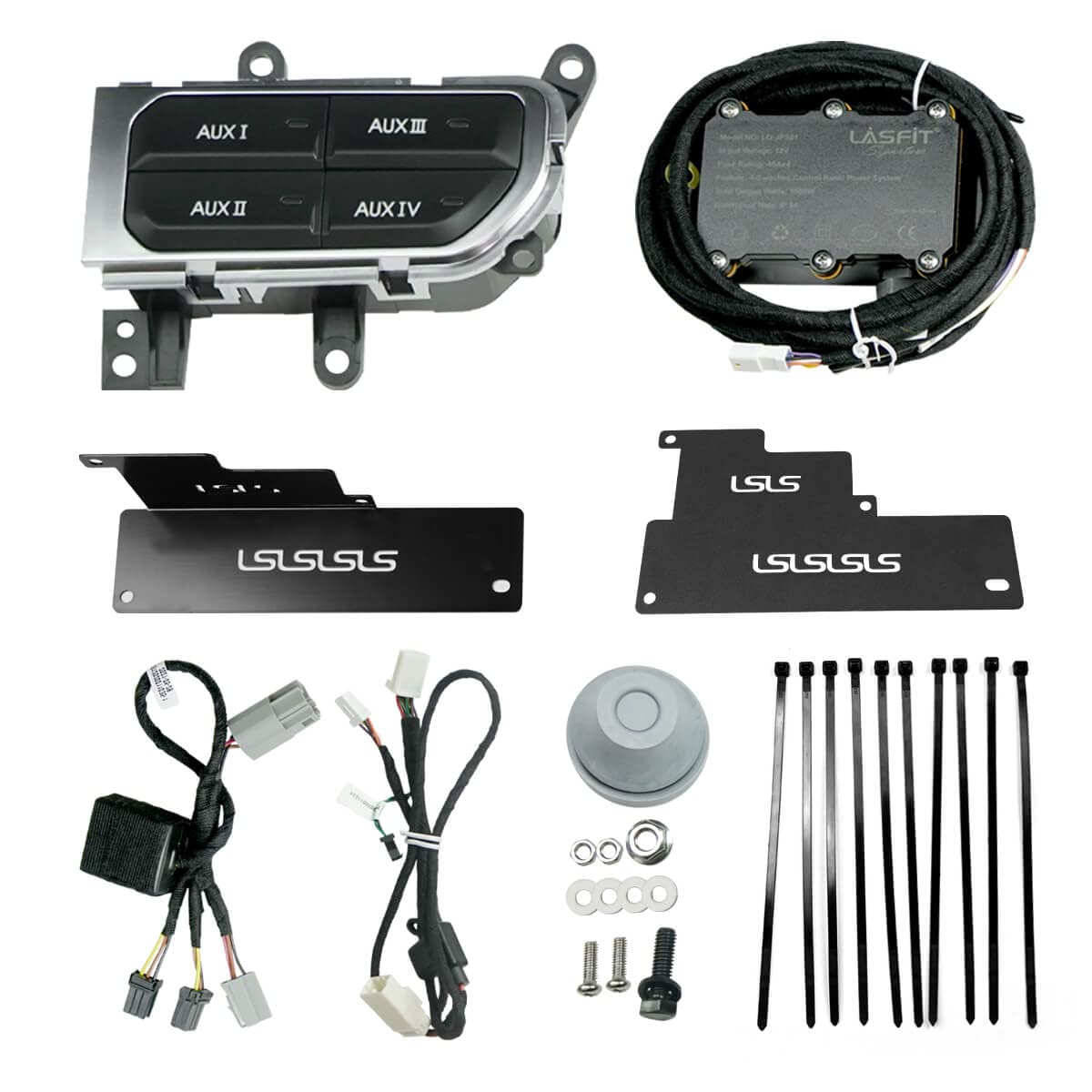 LASFIT Auxiliary Switch Bank Kit, OEM Style Plug&Play Aux Switch Panel Dash 4 Buttons 4x30A for Wrangler JL 2018-2025 & Gladiator JT 2019-2025, Black - Image 8