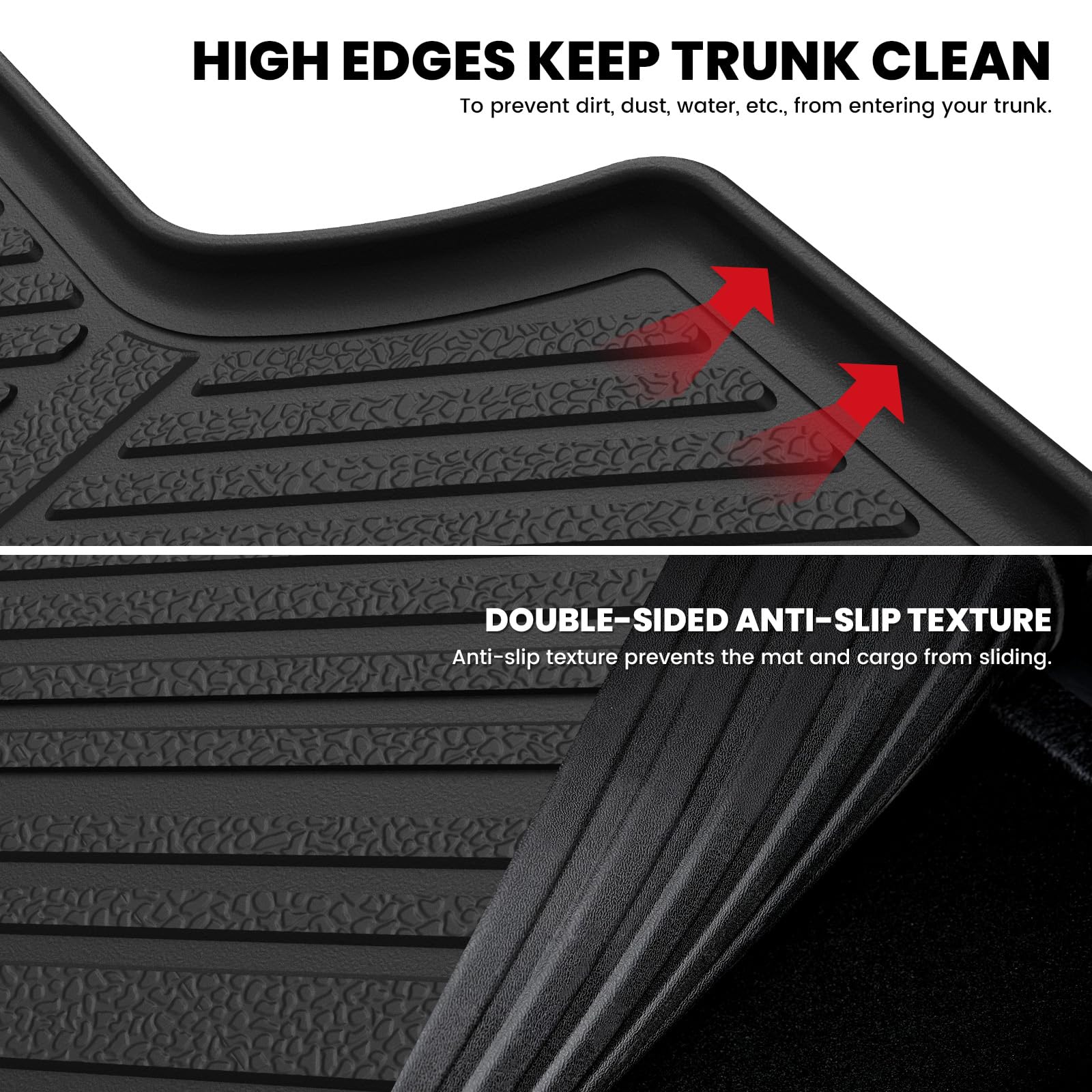 LASFIT Cargo Mat & Backrest Mats for Kia Sorento 7 Seats 2020 2019 2018 2017 2016 (Not Fit 5 Seats), All Weather TPE Custom Fit Car Trunk Mats Cargo Liners Accessoires for Sorento 2016-2020, Black - Image 5