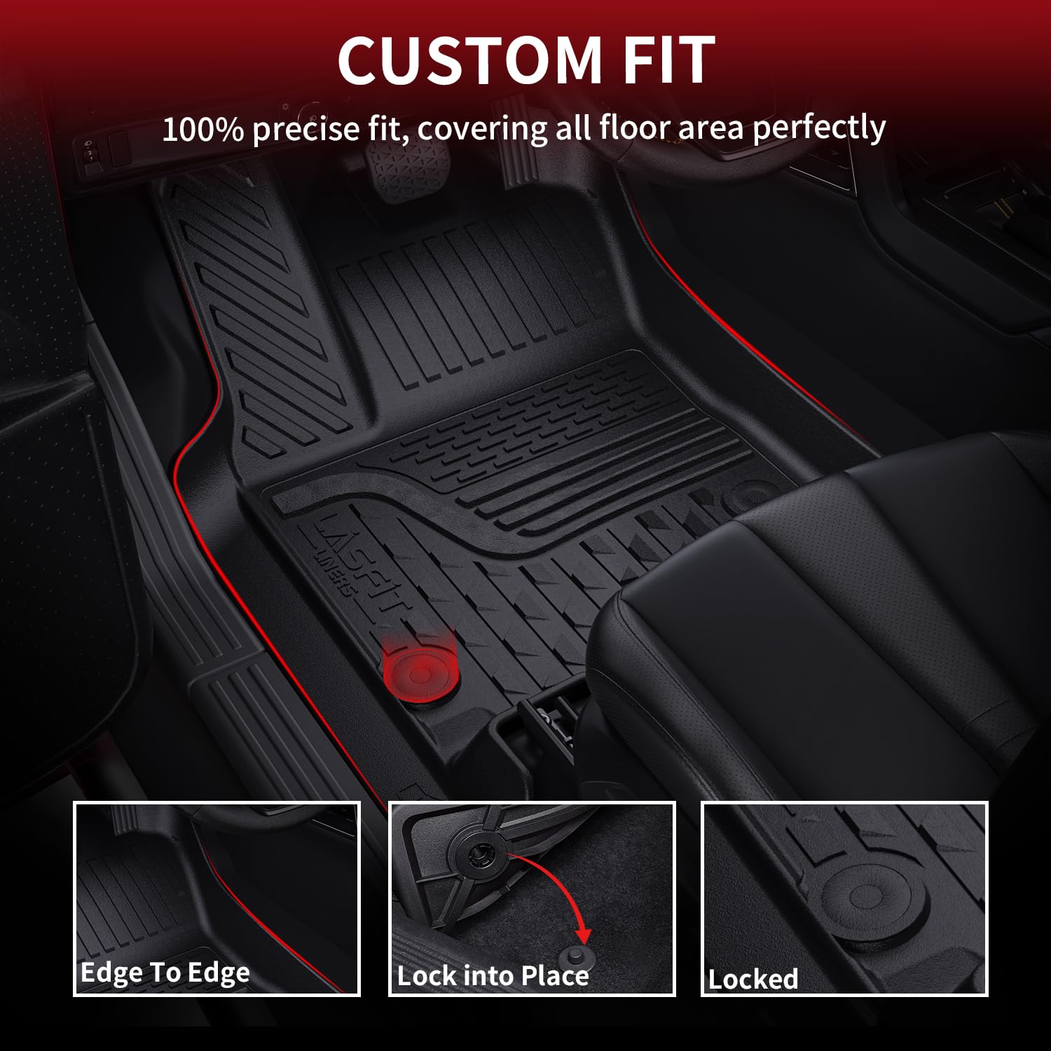 LASFIT Floor Mats for Dodge Ram 1500 2013-2018 & 1500 Classic 2019-2024 Quad Cab Bench Seat(Not for Bucket Seat & Vinyl Flooring), All Weather TPE Custom Fit Car Mats Floor Liners 1st Row Only, Black - Image 3