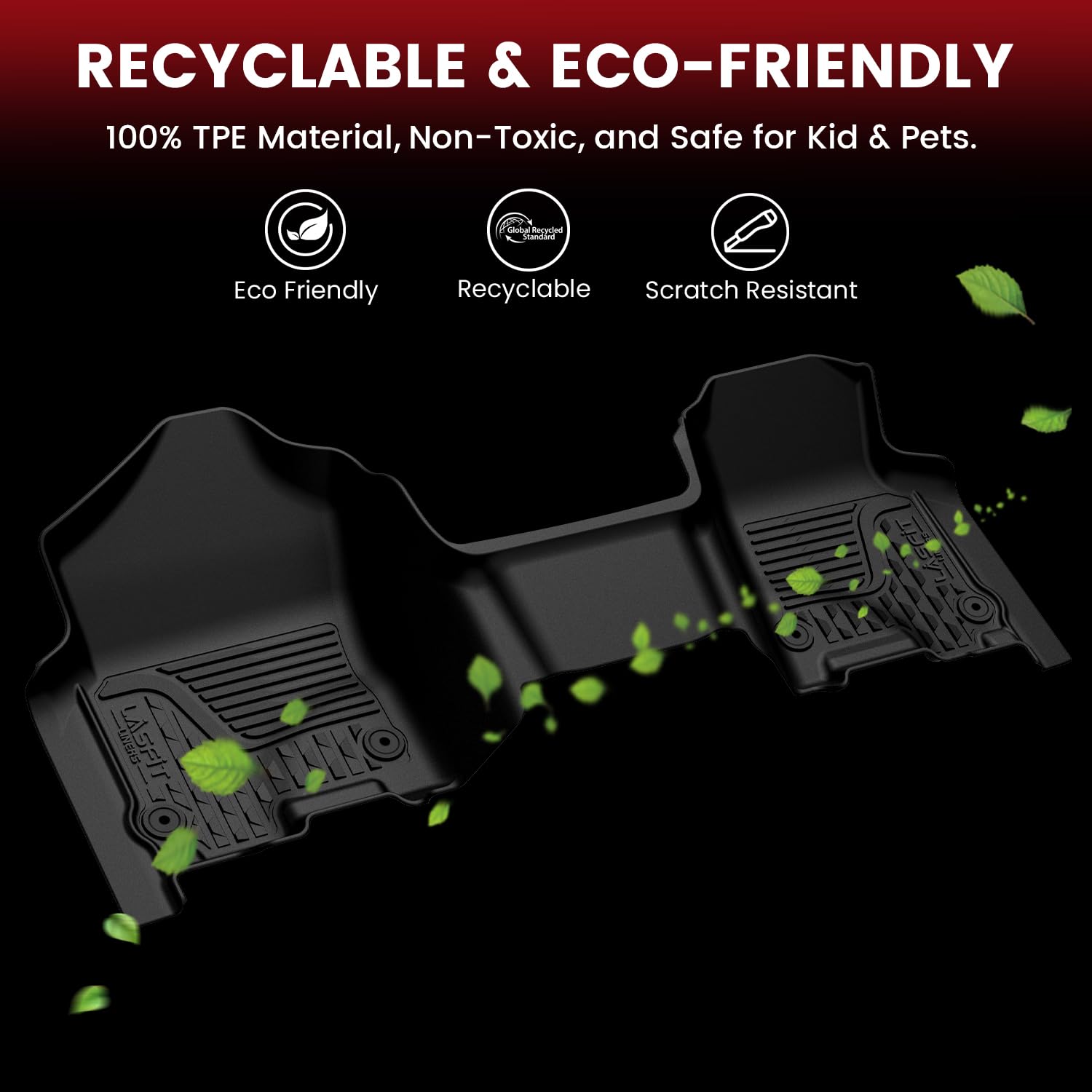 LASFIT Floor Mats for Dodge Ram 1500 2013-2018 & 1500 Classic 2019-2024 Quad Cab Bench Seat(Not for Bucket Seat & Vinyl Flooring), All Weather TPE Custom Fit Car Mats Floor Liners 1st Row Only, Black - Image 6