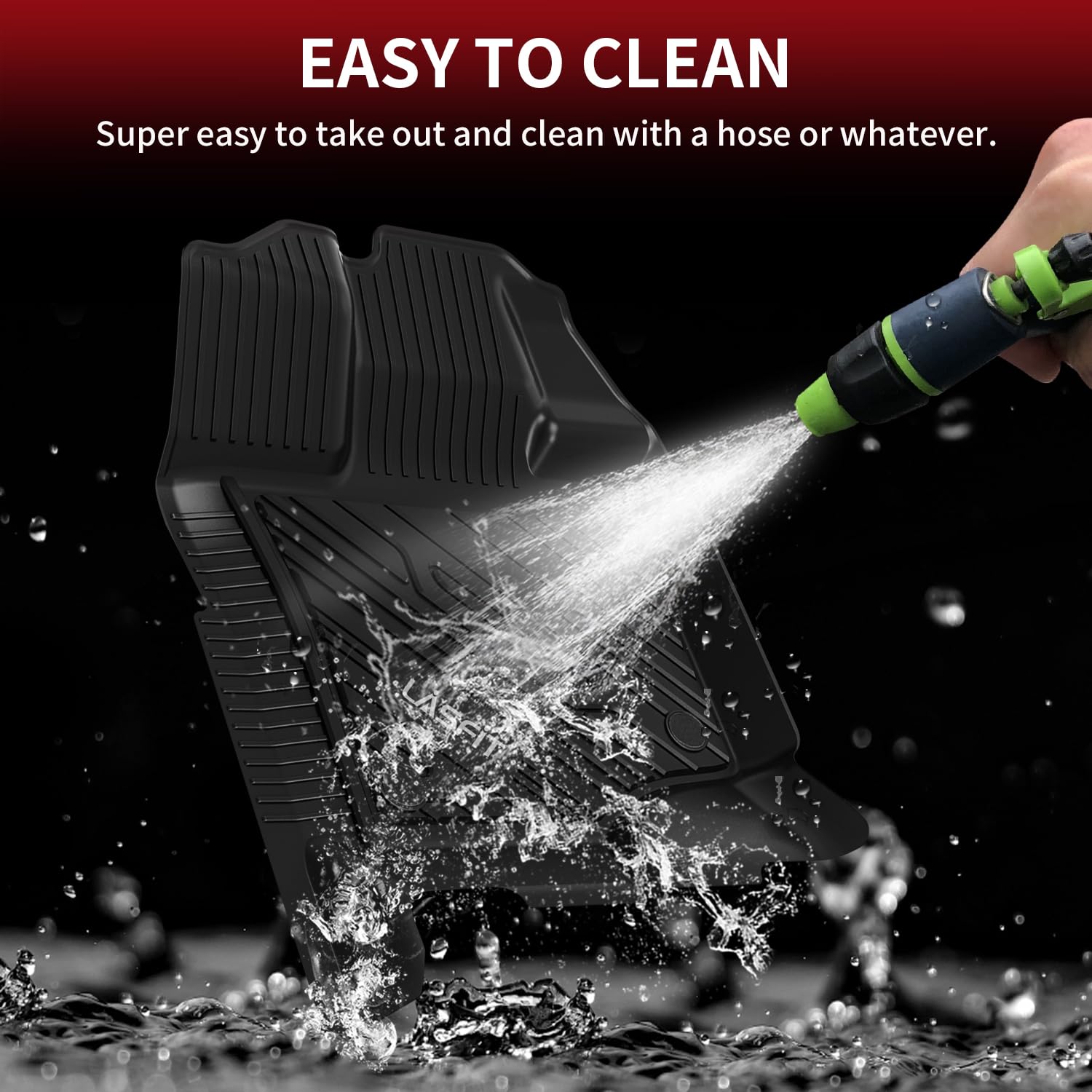 LASFIT Floor Mats for Ford F-150 2021-2026 | F150 Lightning 2022-2025 SuperCrew (Rear w/Fold Flat Storage) Carpet Floor All Weather Car Liners TPE Truck Mats - 1st and 2nd Row, 3pcs Black - Image 6