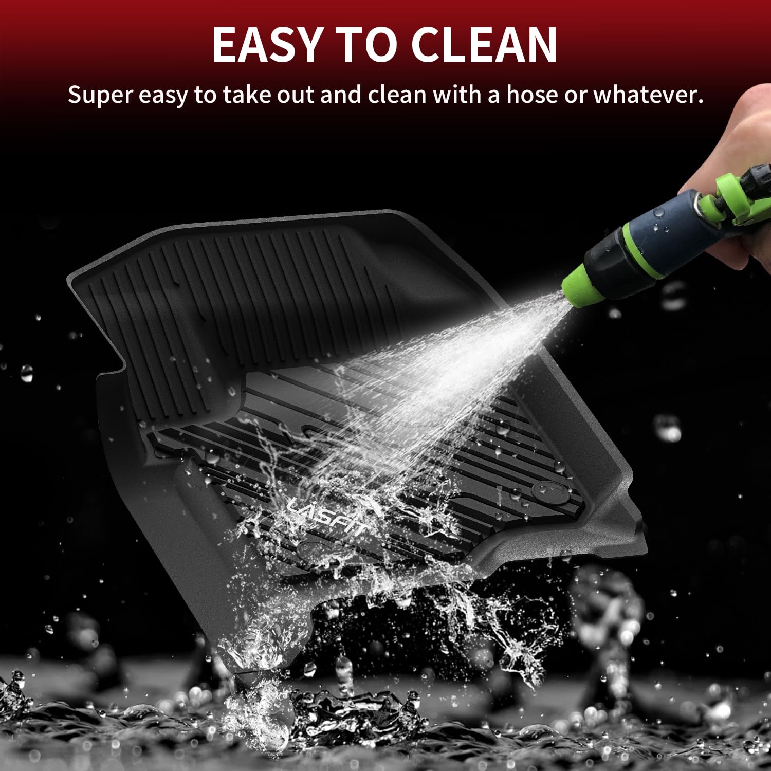 LASFIT Floor Mats for Ford F250 F350 F450 2017-2026 Crew Cab Front Bucket Seat | Rear W/Fold-Flat Storage All Weather Carpet Floor Super Duty Protector TPE Car Floor Liner, 1st & 2nd Row, 3pcs Black - Image 8