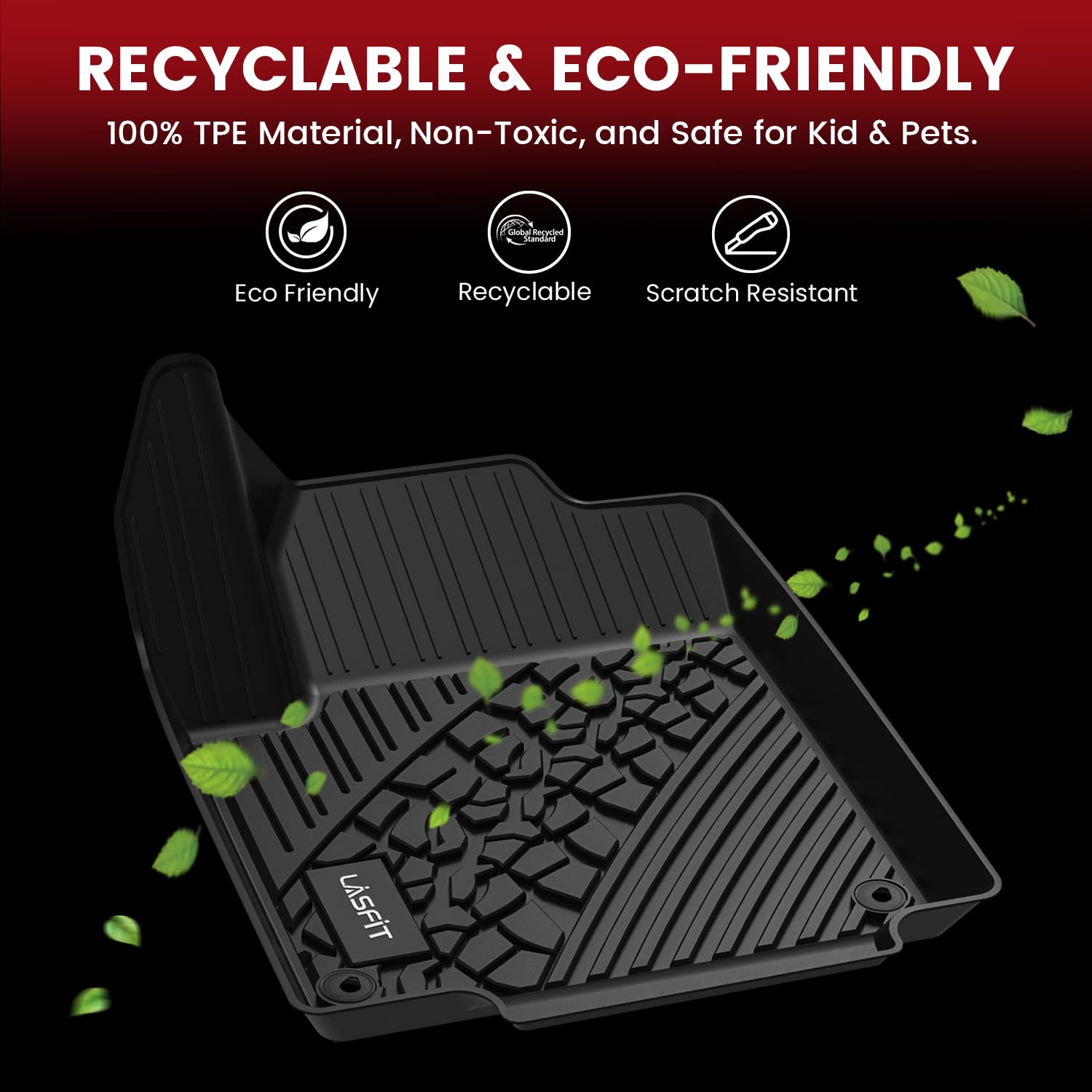 LASFIT Floor Mats & Trunk Mat for Jeep Wrangler JL 2018-2025 2026 4 Door Cargo Without SUBWOOFER (Not for JK/Not PHEV/Not 2-Door), All Weather TPE Custom Cargo Mat Fit for Flat Load Floor Gas Type - Image 8