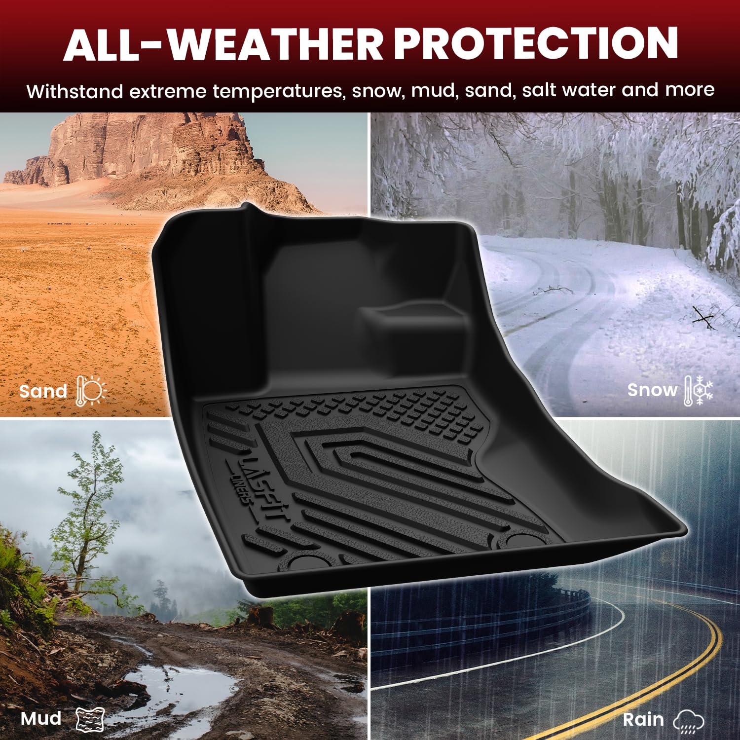 LASFIT Floor Mats for Subaru Outback 2026, All Weather TPE Custom Fit Floor Liners Easy Clean Durable No-Curling 1st & 2nd Row Mats for Outback 2026 Car Accessories, Black - Image 5