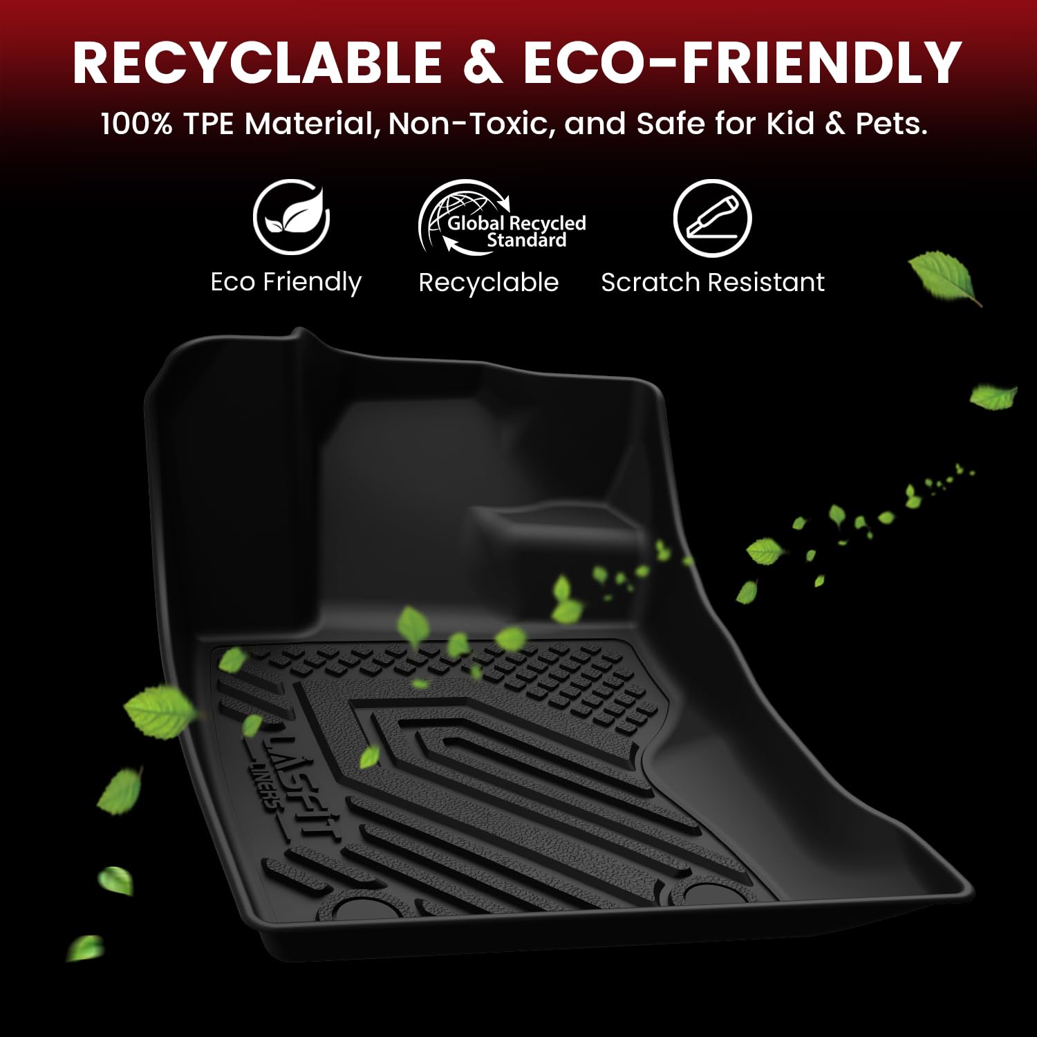 LASFIT Floor Mats for Subaru Outback 2026, All Weather TPE Custom Fit Floor Liners Easy Clean Durable No-Curling 1st & 2nd Row Mats for Outback 2026 Car Accessories, Black - Image 6