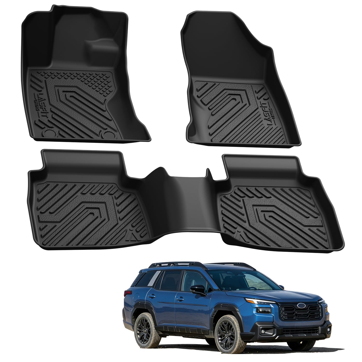 LASFIT Floor Mats for Subaru Outback 2026, All Weather TPE Custom Fit Floor Liners Easy Clean Durable No-Curling 1st & 2nd Row Mats for Outback 2026 Car Accessories, Black - Image 8