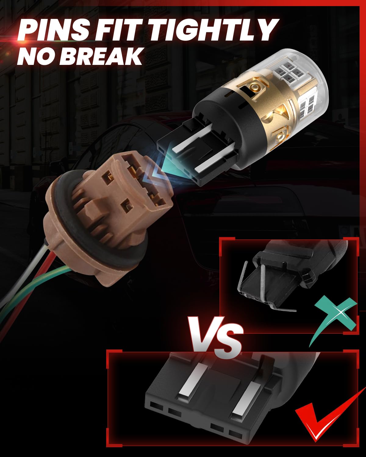 LASFIT L2 7440 7443 LED Bulbs Red Brake Light Bulb Tail Lights, Super Bright T20 7441 7444 W21W Bulb Replacement for Taillights Stop Lights, only for Standard Socket, 2pcs - Image 7