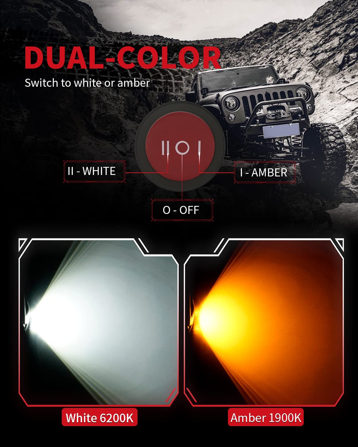 LASFIT Switchback Rock Lights Amber/White 1 Pod Extension Wheel Well Lights Underglow LED Lighting LED Rock Light, fit for LASFIT Only - Image 3