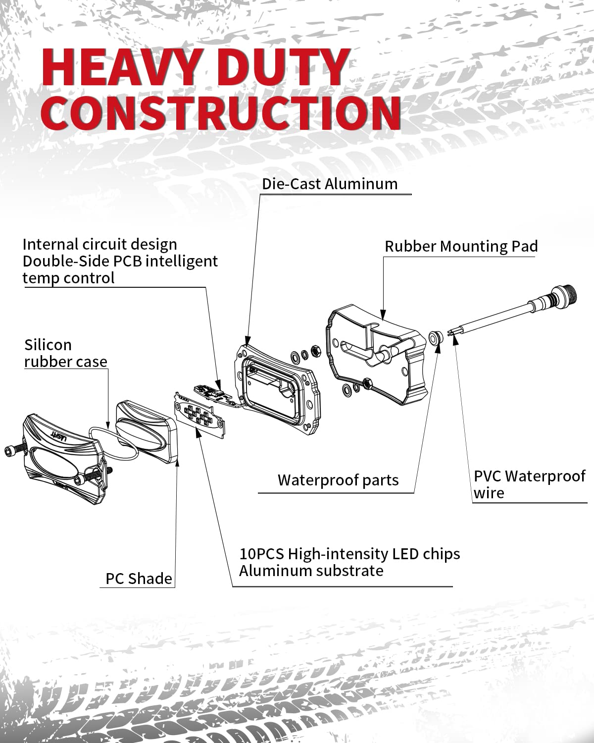 LASFIT Switchback Rock Lights Amber/White 1 Pod Extension Wheel Well Lights Underglow LED Lighting LED Rock Light, fit for LASFIT Only - Image 8
