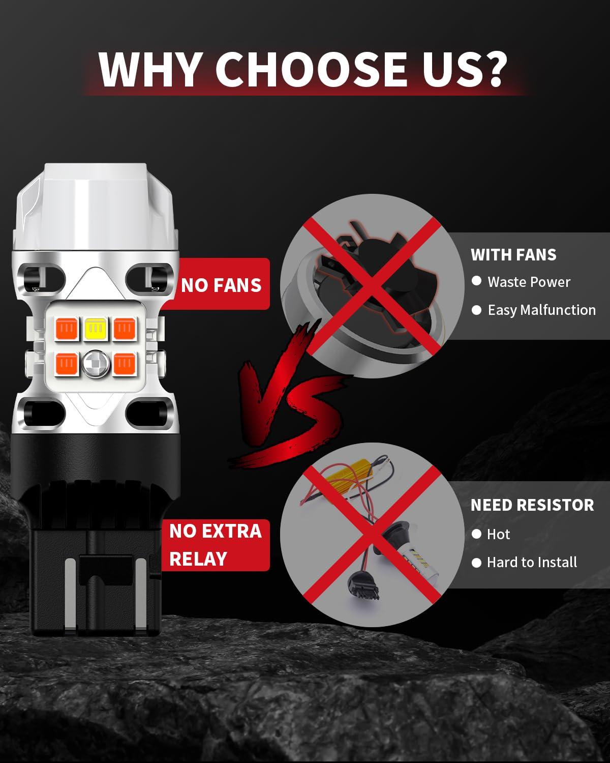 LASFIT T3 7443 CK Switchback LED CanBus Bulb 7444 ONLY for CK Socket Amber/White Front Turn Signal Light Error Free Anti Hyper Flash for GMC Canyon 2015-2022, for Colorado 2015-2022(2pcs) - Image 7