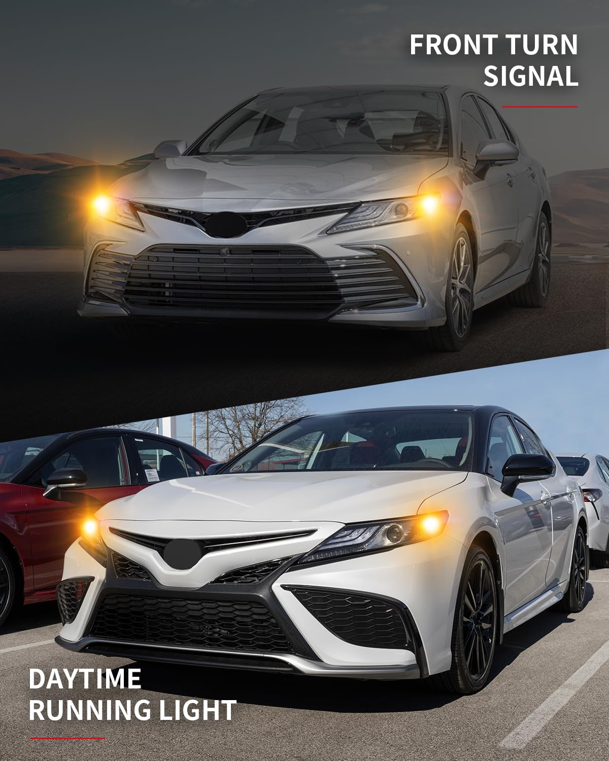 LASFIT T3 7443 Switchback LED Bulb for Toyota Camry 2018-2024 SE/LE/TRD/L, 2025 SE/LE, 2012-2017 All Trims 7444 Front Turn Signal Parking Light 7444NA Built in Resistor Error Free White Amber(2pcs) - Image 7