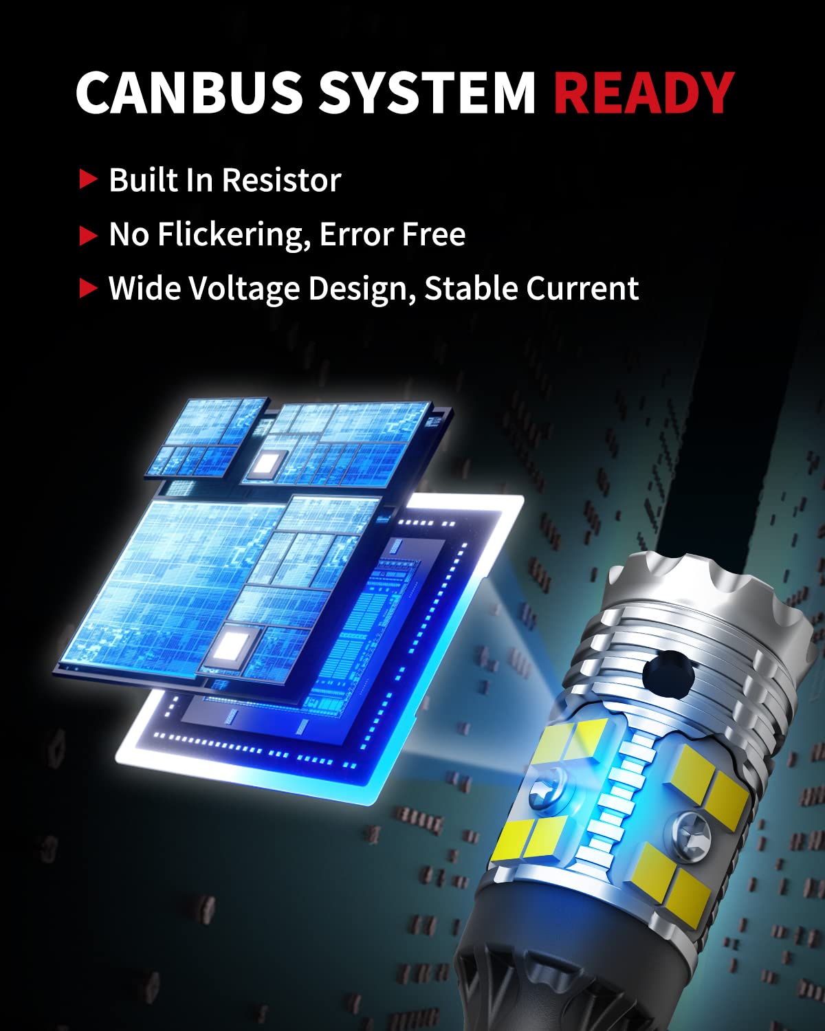 LASFIT T3 7443 Switchback White/Amber Front Turn Signal 921 LED Bulb Reverse Light 912 Back Up Built In Resistor for 2012-2024 Toyota Camry, 2014-2024 4runner, 2013-2023 RAV4 DRL Parking Light(4pcs) - Image 3