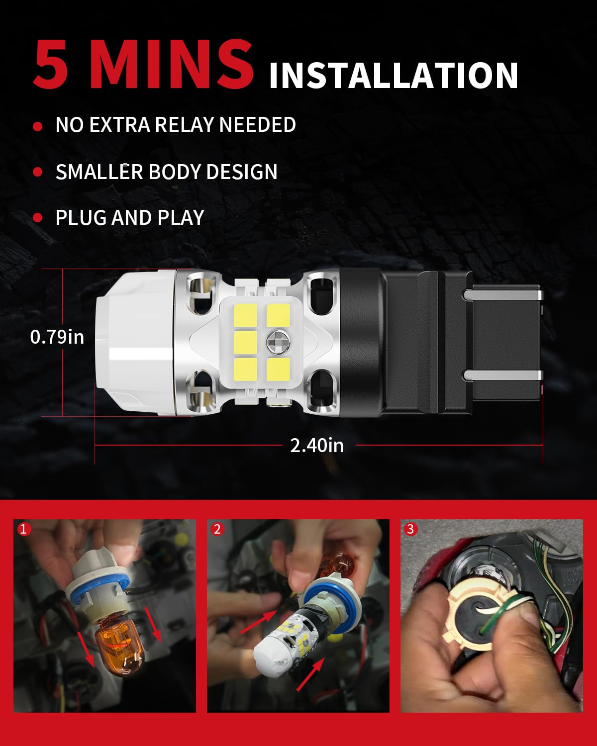 LASFIT T3 WT21W LED Bulb Backup Reverse Light WT21 WT21W/7W Canbus Error Free for 2022 2023 2024 Ford Maverick XL XLT Lariat Accessories, 2021 2022 F150 F250 F350 Xenon White Anti Hyper Flash (2pcs) - Image 6