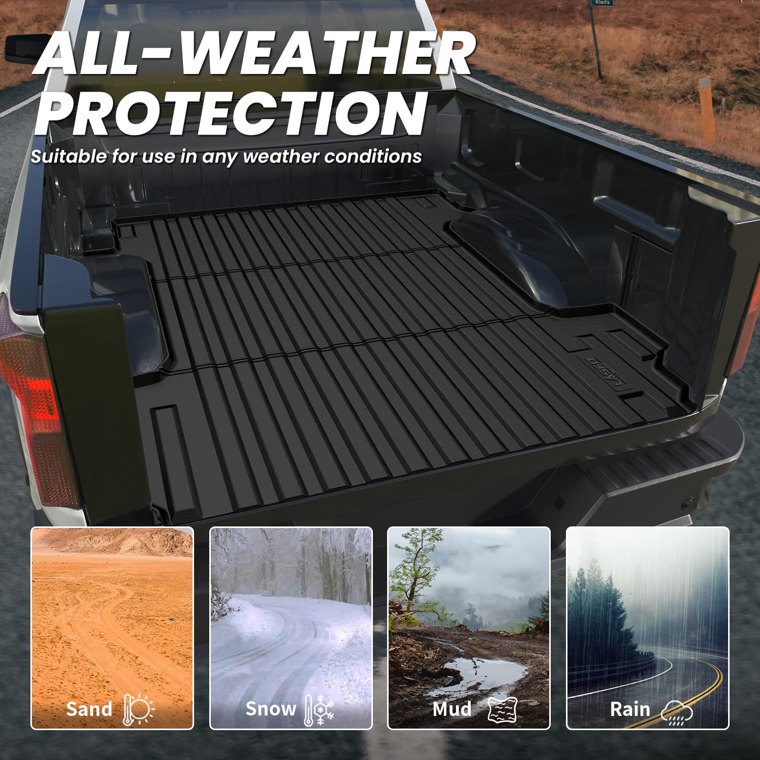 LASFIT Truck Bed Mat 2019-2026 for Chevrolet Chevy Silverado 1500 | GMC Sierra 1500 (Only Fit 5.8FT Bed), Bed Liner for Chevy Silverado GMC Sierra 1500, Not Fit Optional CarbonPro Bed - Image 6