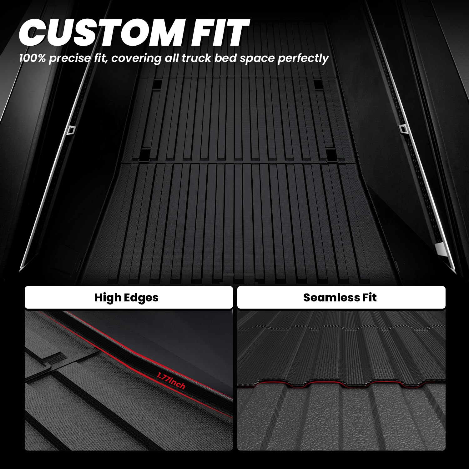 LASFIT Truck Bed Mat for Tesla Cybertruck 2023-2026 6FT Bed Liner Car Accessories, Custom Fit TPE All Weather Pickup Cargo Liner Frunk Rear Sub Trunk Mat Set 3PCS - Image 3