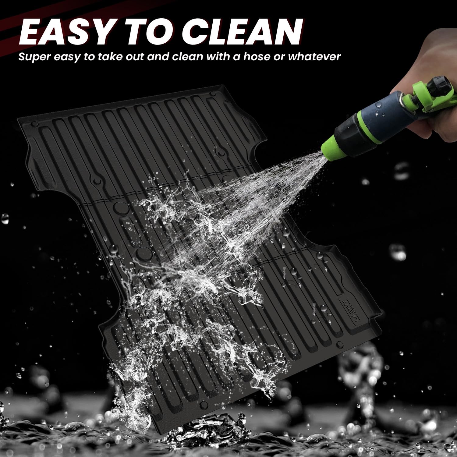 LASFIT Truck Bed Mats &Tailgate Mats for 6.75 Ft(Not Fit 8Ft Bed) Ford Superduty F250 F350 2026-2023 Custom Fit TPE All Weather Truck &Tailgate Liner (Not Fit Optional with Tailgate Step), 2pcs Black - Image 4