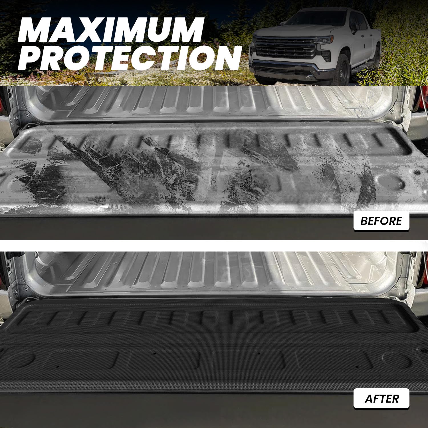 LASFIT Truck Tailgate Mat 2020-2026 for Chevrolet Chevy Silverado & GMC Sierra 2500HD/3500HD (Not Fit MultiPro Tailgate/Power Tailgate), All Weather TPE Tailgate Protector for Chevrolet Accessories - Image 3