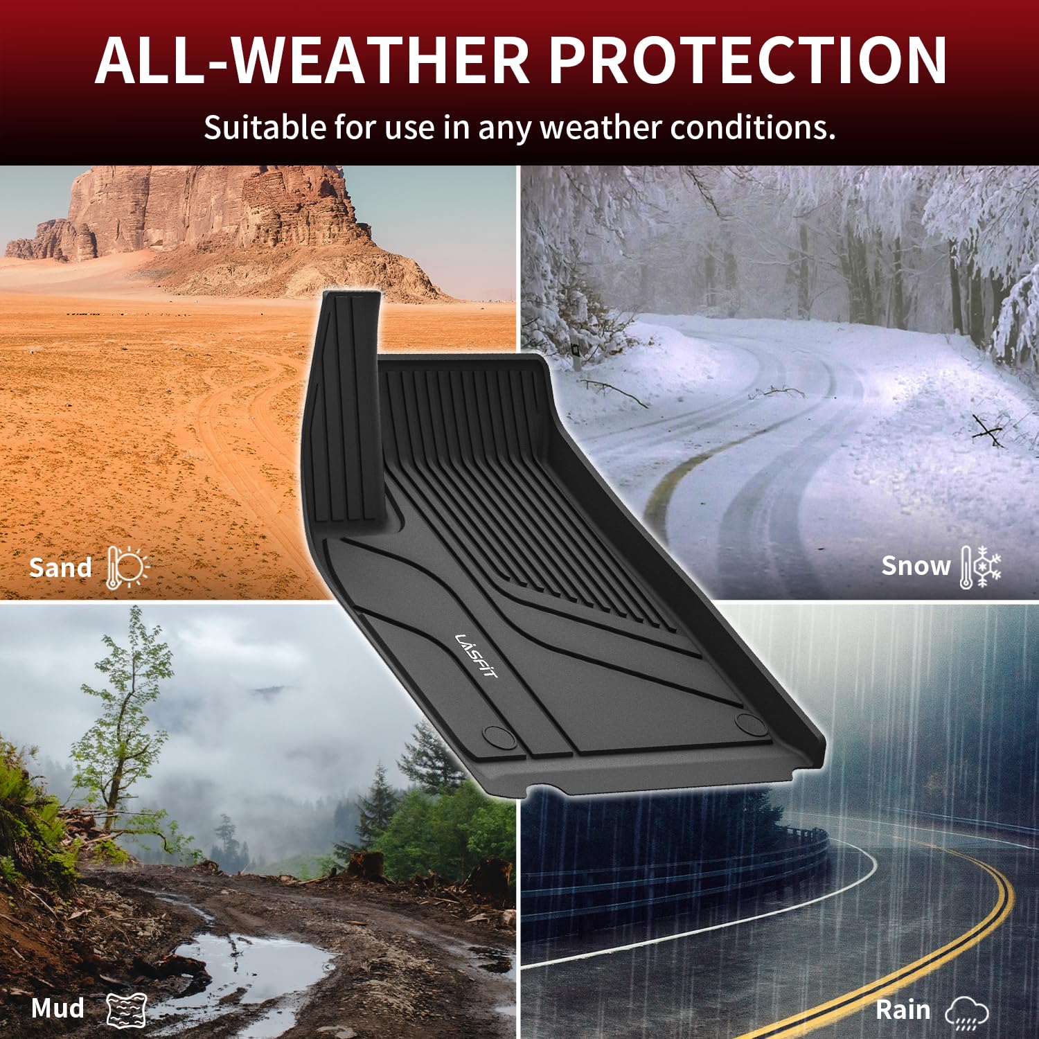 LASFIT Trunk Mats Fit for Tesla Model X & Model X Plaid 6 Seater / 7 Seater 2025 2024 2023 2022 2021, Custom Fit TPE All Weather Waterproof Cargo Liners, Black - Image 6