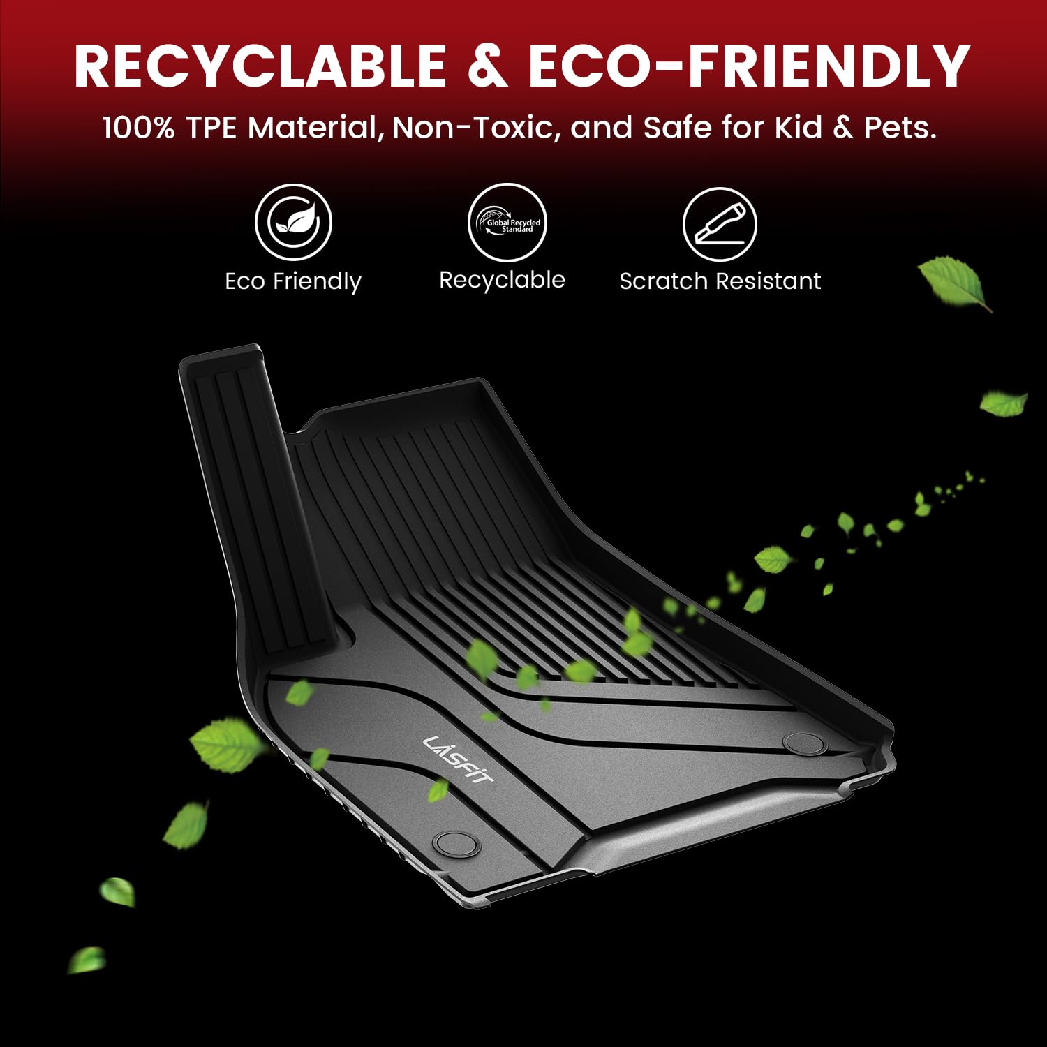 LASFIT Trunk Mats Fit for Tesla Model X & Model X Plaid 6 Seater / 7 Seater 2025 2024 2023 2022 2021, Custom Fit TPE All Weather Waterproof Cargo Liners, Black - Image 8